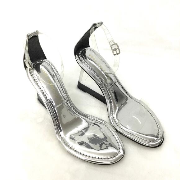 Good American Cinder-F*cking Rella Wedge Silver Sz 9 - Picture 2 of 8